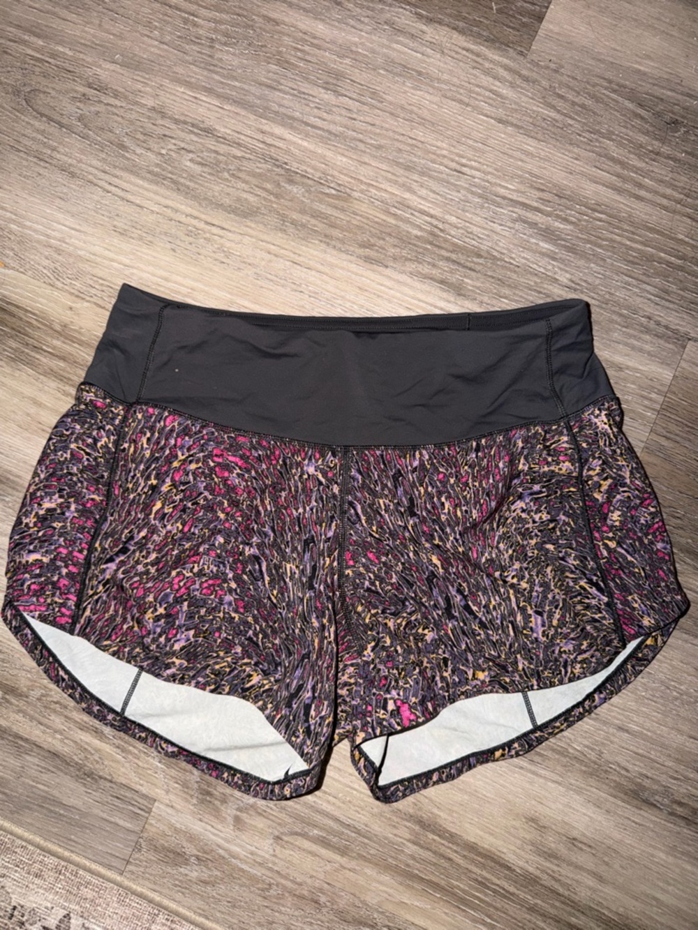 lululemon athletica Black Waistband Multicolor Speckled Athletic Shorts